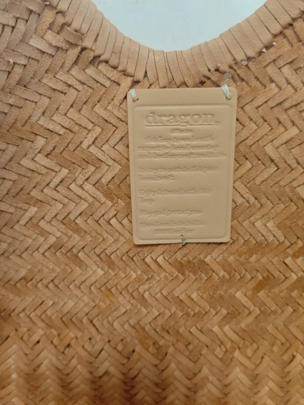 Dragon Diffusion nantucket woven basket bag in sand-sizeHeight: 40cm Width: 24cm - Picture 10 of 10